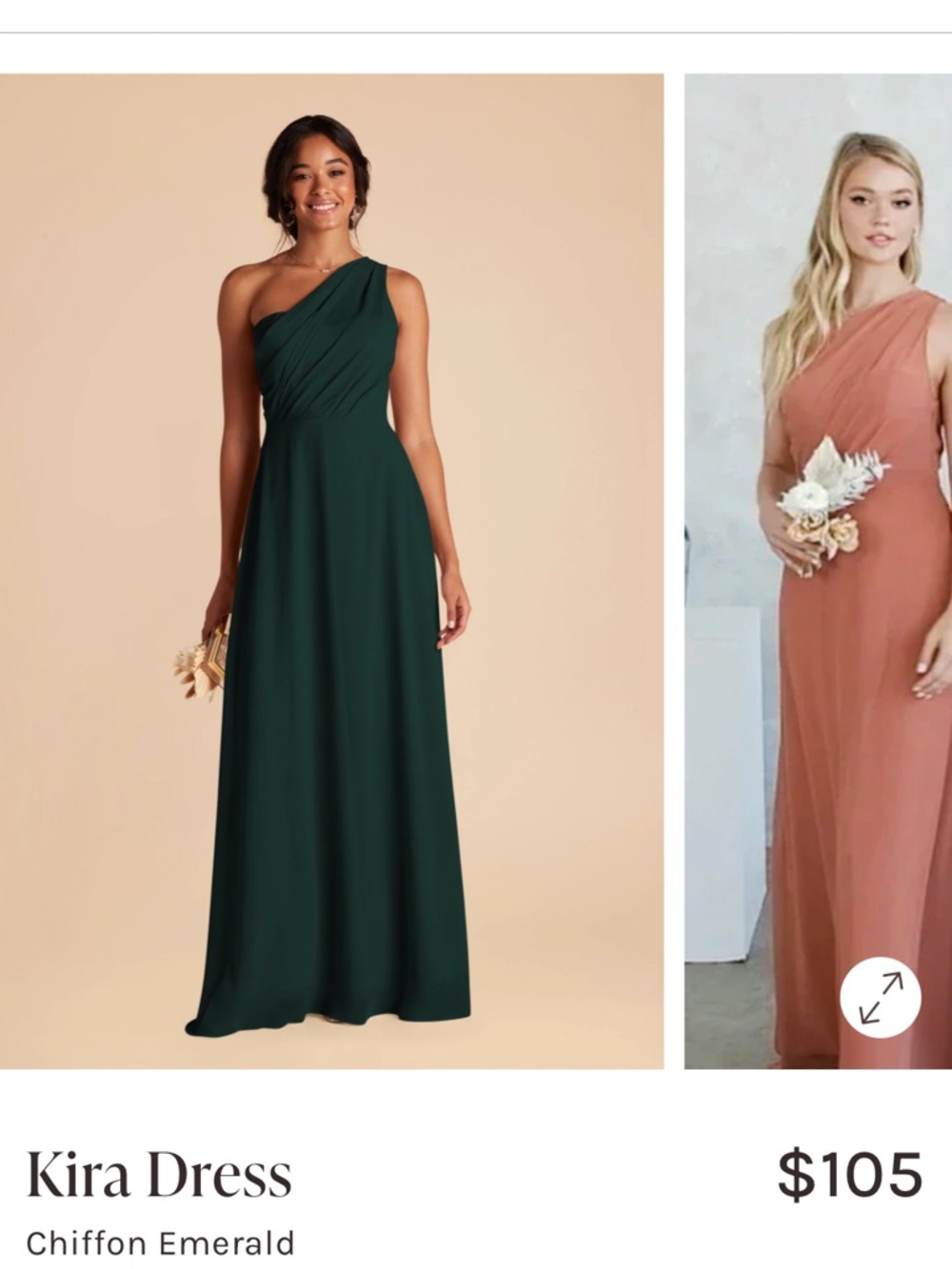 Birdy Grey Kira Dress - Emerald One-Shoulder Chiffon Gown